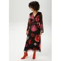 Produktbild: Maxikleid ANISTON CASUAL, Damen, Gr. 36, N-Gr, rot (schwarz, rot, orange, bordeaux, apricot, lila, fuchsia, pink, wollweiß, gelb, hellgrün, hellblau, klahi, braun), Mesh, Obermaterial: 95% Polyester, 5% Elasthan. Futter: 100% Polyester, bedruckt, geblümt, figurumspielend knöchelfrei, V-Ausschnitt, elastischer Bund mit Gummizug, Kleider Maxikleid, mit farbenfrohen, großflächigen Blüten bedruckt