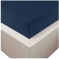 Produktbild: Traumschloss Spannbettlaken Premium Plus, Jersey, Gummizug: rundum, (1 Stück), 260g/m2, 47,5% Mako Baumwolle, 47,5% Lyocell, 5% Elasthan blau 180-200 cm x 200-220 cm