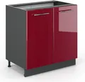 Produktbild: Vicco Spülenunterschrank Fame-Line, 80 cm mit Regal, ohne Arbeitsplatte, Bordeaux Hochglanz/Anthrazit