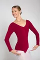Produktbild: tanzmuster Body Damen Ballettanzug Isabelle mit langen Ärmeln Ausschnitt mit eleganter Raffung