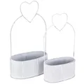 Produktbild: Deko Schale oval Metall Herz Weiß Vintage 2er-Set Tischdeko