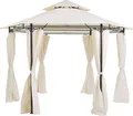 Produktbild: BELIANI Garten-Pavillon Beige Stahl mit Dach Seitenwänden rund Gartenzelt Sonnenschutz Vorgarten Garten-Möbel Terrassen-Möbel Gartenausstattung
