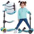Produktbild: Kinder Roller Kinderscooter Dreiradscooter mit LED Räder 2-Rädern Hinterbremsen Höhenverstellbare bis 50kg belastbar Türkis