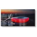 Produktbild: DEQORI Wanduhr 'Allianz Arena, München' (Glas Glasuhr modern Wand Uhr Design Küchenuhr) blau|rot 60 cm x 30 cm