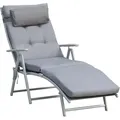 Produktbild: Outsunny Sonnenliege Strandliege Gartenliege Klappbar Verstellbar Metall Grau - Grau