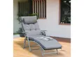 Produktbild: Outsunny Gartenliege Mit Kissen Garten Stoff 137 x 63,5 x 100,5 cm, Liege, 1 St., Sonnenliege, Gartenliege 7-stufig Verstellbar Klappbar Metall Grau