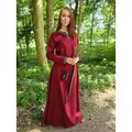 Produktbild: Vehi Mercatus Burgfräulein-Kostüm Mittelalter Kleid langarm Rot, mit Borte 
