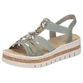 Produktbild: Rieker Keilsandalette Keilsandalette, Plateausandale, Sommerschuh mit Verzierung grün 40 EU