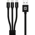 Produktbild: Swissten Data Cable Textile 3In1 1,2 M Black (1.20 m, USB 2.0, 60 W) (72501103)