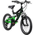 Produktbild: Galano Kinderfahrrad MTB 18 Zoll Fully FS180 Fahrrad Full Suspension ab 5 Jahre (schwarz/grün, 28 cm)
