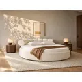 Produktbild: Bett rund - 220 x 220 cm - Bouclé-Stoff - Weiß - ROGILA