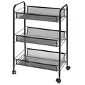 Produktbild: Home Collective Rollwagen mit 3 Ebenen, Platzsparend, 3-stöckiger Schrank auf Rollen, geräumige Regale im modularen Design, Multifunktional Aufbewahrungswagen, 27,5 x 45 x 63,5 cm, Schmal, schwarz