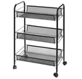 Produktbild: Home Collective Küchenregal Rollwagen mit 3 Ebenen, Platzsparend, 3-stöckiger Schrank auf Rollen, geräumige Regale im modularen Design, 27,5x45x63,5 cm, Schmal, schwarz