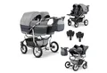 Produktbild: BabyMerc Zwillingswagen Twin Star 5 in 1 inkl. Sportsitze, Autositze und Isos in 16 Farben