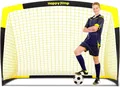 Produktbild: Happy Jump Fußballtor Pop Up Fußballnetz Fußballpfosten für Garten Fußballtrainingx1 (7'x5', Schwarz+Gelb)