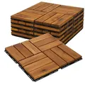 Produktbild: 6m2 Holzfliesen Terrassenfliesen Holz Fliesen Mosaik 30x30 cm - 66 STK Balkonfliesen wetterfest aus Akazienholz mit Klicksystem für Terrasse Balkon - Braun
