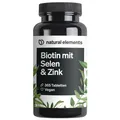 Produktbild: natural elements Biotin, Selen & Zink – Haut, Haare & Nägel – 365 Tabletten – Ohne Magnesiumstearat