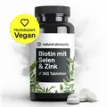 Produktbild: Biotin Zink Selen Komplex hochdosiert 365 Tabletten vegan - NATURAL ELEMENTS