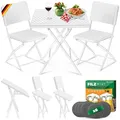 Produktbild: KESSER® Bistroset 3-teilig Balkontisch mit 2 Stühlen | Balkonmöbel Wetterfest & UV-beständig Balkonset klappbare Sitzgruppe | Beschichtetes Stahl & Rattan-Optik | Gartenmöbelset mit 6 Filz-Untersetzer