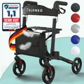 Produktbild: ELONEO Rollator Leichtgewichtrollator mit Stockhalter, Einkaufstasche & Rückengurt