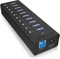 Produktbild: ICY BOX IB-AC6110, USB-Hub schwarz, 10x USB 3.0, inkl. Ladeanschluss