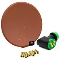 Produktbild: PremiumX Satelliten-Komplettanlage 80cm Satellitenschüssel Ziegelrot Quad LNB 8x F-Stecker, 1 SAT bis 4 Teilnehmer