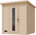 Produktbild: Karibu 38 mm Saunahaus Melo 2 naturbelassen mit Ofen 9 kW integrierte Strg