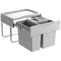 Produktbild: Hailo Einbaumülleimer Hailo Einbau-Abfallsammler 3644731 12L + 2×8,5L ab 50 cm Schrankbreite, 3644731 3fach für Schrankbreite ab 500 mm mit Drehtür grau 49 cm x 36,5 cm x 36,5 cm