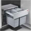Produktbild: Hailo Einbaumülleimer AS Raumspar Tandem S - 12L/8L/8L/Deckel 3644731, Abfallsammler Mülleimer grau