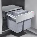 Produktbild: Hailo Einbaumülleimer AS Raumspar Tandem 3644731, für Schränke ab 50cm,Kunststoff, 12 & 2x 8,5 Liter