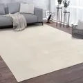Produktbild: Waschbarer Teppich Wohnzimmer Kurzflor Einfarbiger Moderner Stil Weich Creme Grösse 140x200 cm - Beige