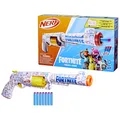 Produktbild: Nerf Fortnite Frenz 4 Ever Dart-Blaster mit Beste-Freunde-Lackierung, mit 6 Schaumstoff-Darts und Abschussvorrichtung und Spannhebel, Outdoorspielzeug und Weihnachtsspielzeug für Kinder