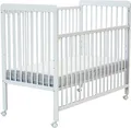 Produktbild: WEBABY - Babybett Holz mit rollen 60x120 LIVO Weiß| Kinderbett |Mit Verstellbarer Lattenrost 3 stufen |4 multidirektionale Räder mit Bremse