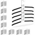 Produktbild: 9 x Kleiderbügel mehrfach, Raumsparbügel, Jackenbügel 5 in 1, platzsparend & rutschfest, Mehrfachbügel, silber/schwarz