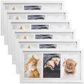 Produktbild: bomoe 6x Bilderrahmen Collage für 3 Fotos 10x15 cm – Fotorahmen Collage aus Holz, Kunststoffglas, Metall-Aufhängung & Passepartout Multirahmen für Bilderrahmen Set 10x15 Weiß Galeria