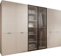 Produktbild: Drehtürenschrank mit Schubladen Falttürenschrank 6-türig Schrank mit Einlegeböden und Kleiderstange, Schlafzimmer - Schrank Minewra 300- Beige Flutes