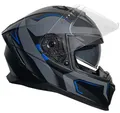 Produktbild: RALLOX Helmets Motorradhelm Integralhelm 69-B Motorradhelm Helm blau grau matt S M L XL, integrierte Sonnenblende