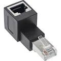Produktbild: 1 x InLine Patchkabel-Adapter Cat.6A RJ45 Stecker/Buchse 90° oben gewinkelt