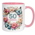 Produktbild: Tasse 50. Geburtstag | Schmetterling & Spruch | Herzlichen Glückwunsch