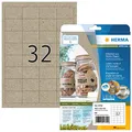 Produktbild: HERMA 10752 Universal Etiketten aus Graspapier, 20 Blatt, 48,3 x 33,8 mm, 32 pro A4 Bogen, 640 Stück, selbstklebend, bedruckbar, matt, blanko Silphie-Papier Klebeetiketten Aufkleber, natur-braun