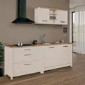 Produktbild: home24 Küchenleerblock Sardegna, Kaschmir, Eiche Artisan, Glas, Holzwerkstoff, 3 Schublade(n) Schubladen, einzeln stellbar, 230 cm, höhenverstellbare Füße, Küchen, Küchenzeilen & Küchenblöcke, Küchenzeilen ohne Geräte