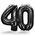 Produktbild: FUNXGO® Folienballon Zahl 40 Schwarz - Riesenzahl Ballon ca.100 cm - fliegt mit Helium - 40. Geburtstag Luftballon - Deko zum Geburtstag, Party, Hochzeiten - Ballon 40 Schwarz