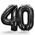 Produktbild: ® Folienballon Zahl 40 Schwarz - Riesenzahl Ballon ca.100 cm - fliegt mit Hel...