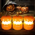 Produktbild: EverBrite Halloween Kürbislaterne 3 Stück Tragbar, Halloween Kürbis Deko Outdoor Licht, Allerheiligen Mitgebsel Geschenke, kleine Halloween LED Lichter mit 9 AAA Batterien