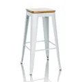 Produktbild: hjh OFFICE Barhocker drehbar VANTAGGIO HIGH WS Hocker im Industry-Design stapelbar, Holz-Sitzfläche 360° drehbar, Weiß
