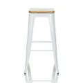 Produktbild: hjh OFFICE VANTAGGIO HIGH WS metallic weiß Sitz Echtholz drehbar Barhocker