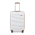 Produktbild: KONO Koffer Trolley 55cm Reisekoffer Leicht Hartschalenkoffer mit TSA Schloss Zwillingsrollen Rollkoffer 4 Rollen (Creme Weiß)