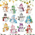 Produktbild: 12 Stück Multicolor Schneemann Diamond Painting Schlüsselanhänger Kit,Diamond Painting Weihnachten Anhänger,Bastelset weihnachten kinder,DIY Doppelseitige Diamond Painting Weihnachten Deko