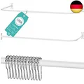Produktbild: Duschvorhangstange L Form & Duschstange U Form 4 in 1 System inkl. 12 Ringe -
