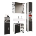 Produktbild: VCM 4-tlg. Badmöbelset Badmöbel Set aus Unterschrank, Midischrank, Hochschrank und Spiegelschrank Badezimmermöbel - Zalo I